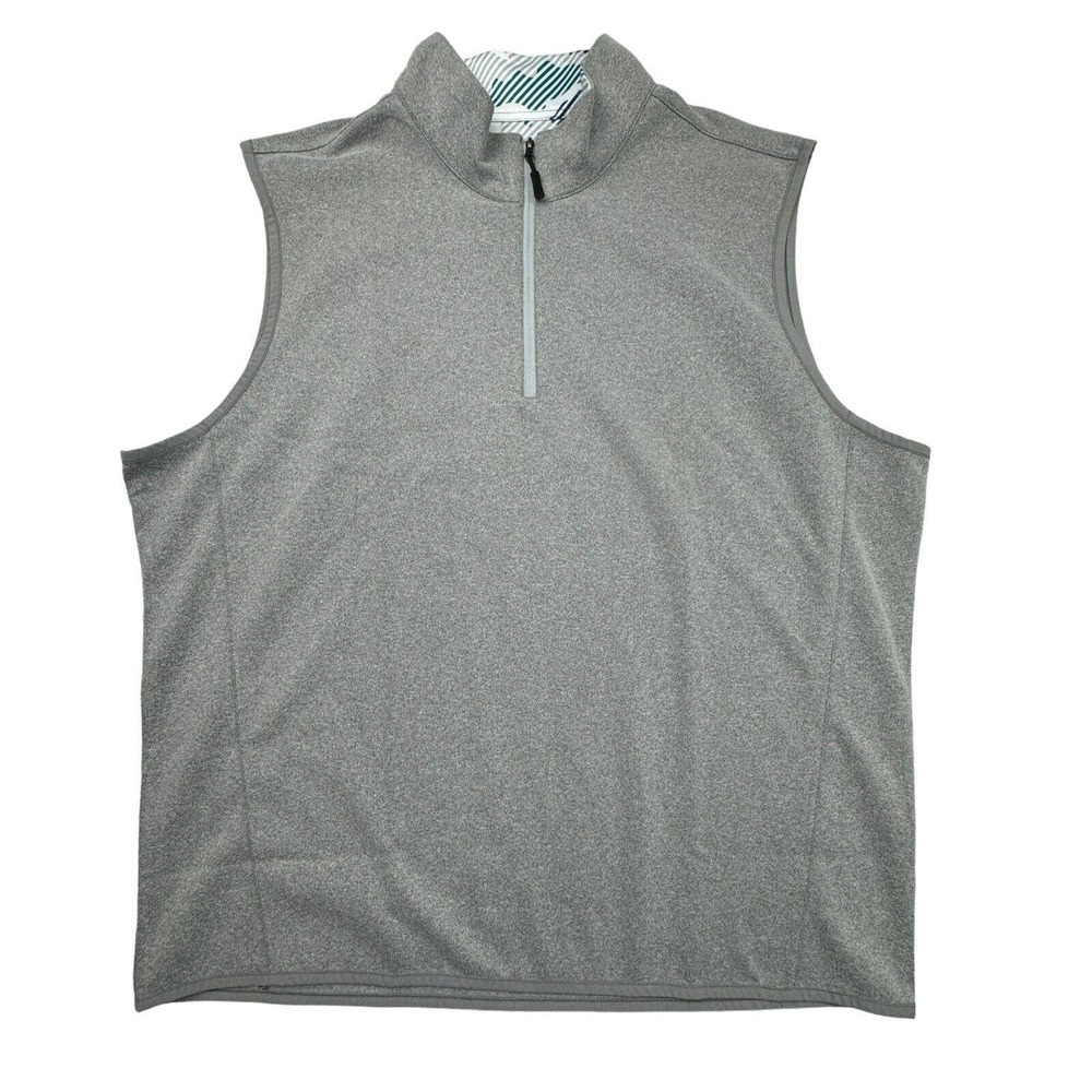 ROBERT GRAHAM Clubhouse Golf Vest Gray 2XL UV Protection Performance 1/4 Zip